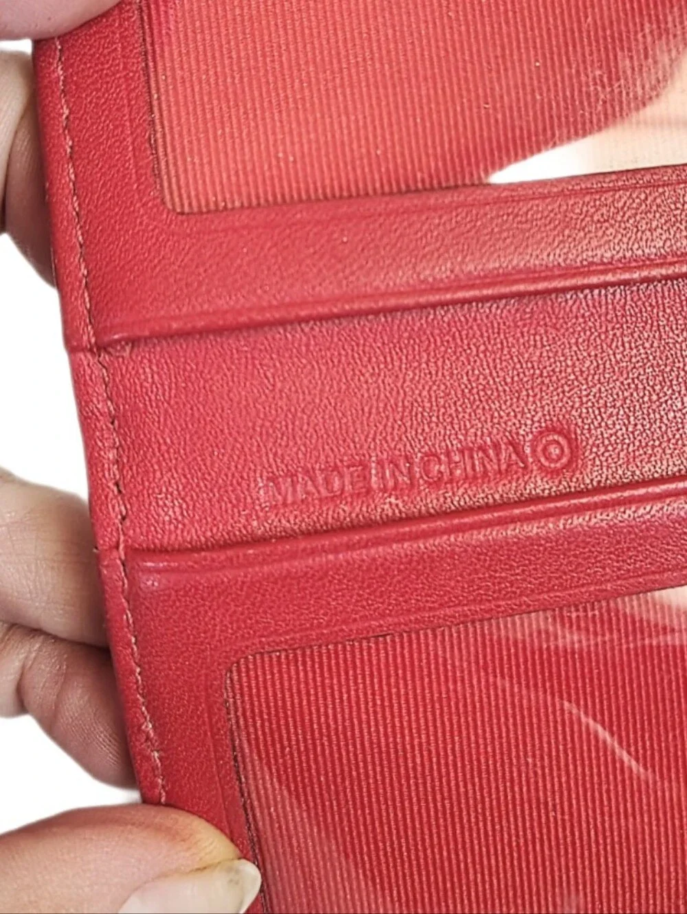 🆕 Vintage Coach Hamptons Khaki Red Signature ID Business Card Case Mini Wallet